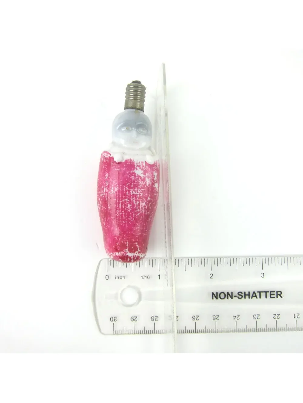 Vintage Christmas Figural Milk Glass Light Bulb C6 Baby in Red Stocking Japan